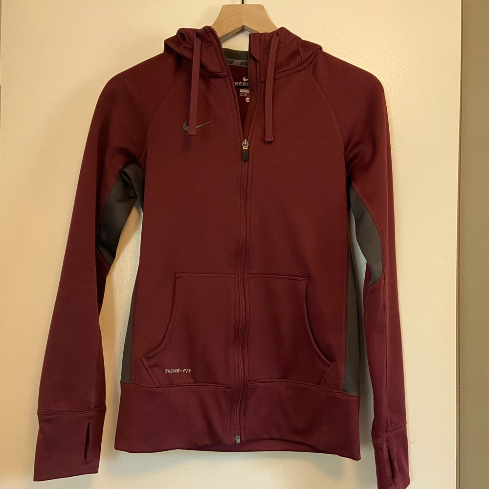 Nike womens therma fit full zip hoody maroon size xs